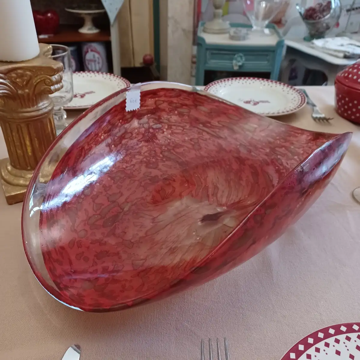 Plat en verre soufflé